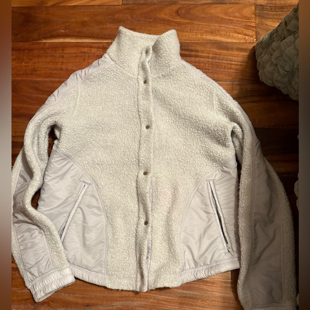 Lululemon Sherpa Hybrid Jacket White Gray‎ Size 4 (0862)